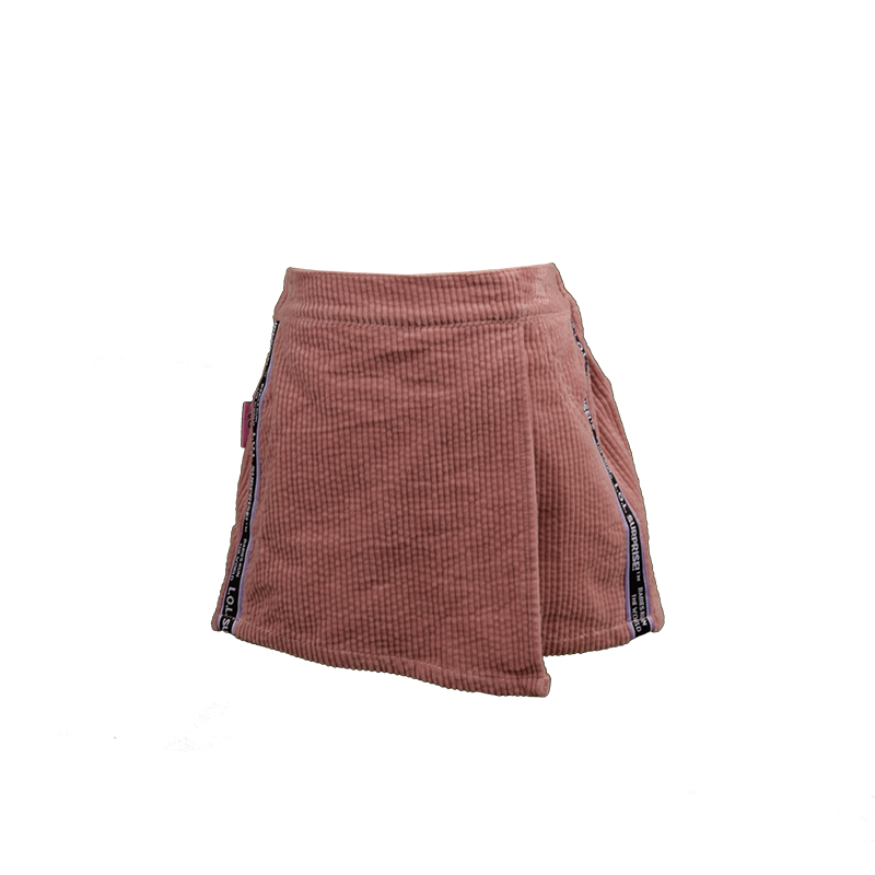 女童粉色條絨褲裙